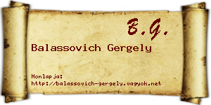 Balassovich Gergely névjegykártya